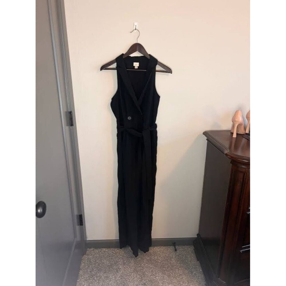A New Day - Black Jumpsuit Only Worn Once Size S Belt Tie Double Breast Button F